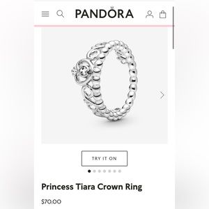 Pandora Princess Tiara Crown Ring